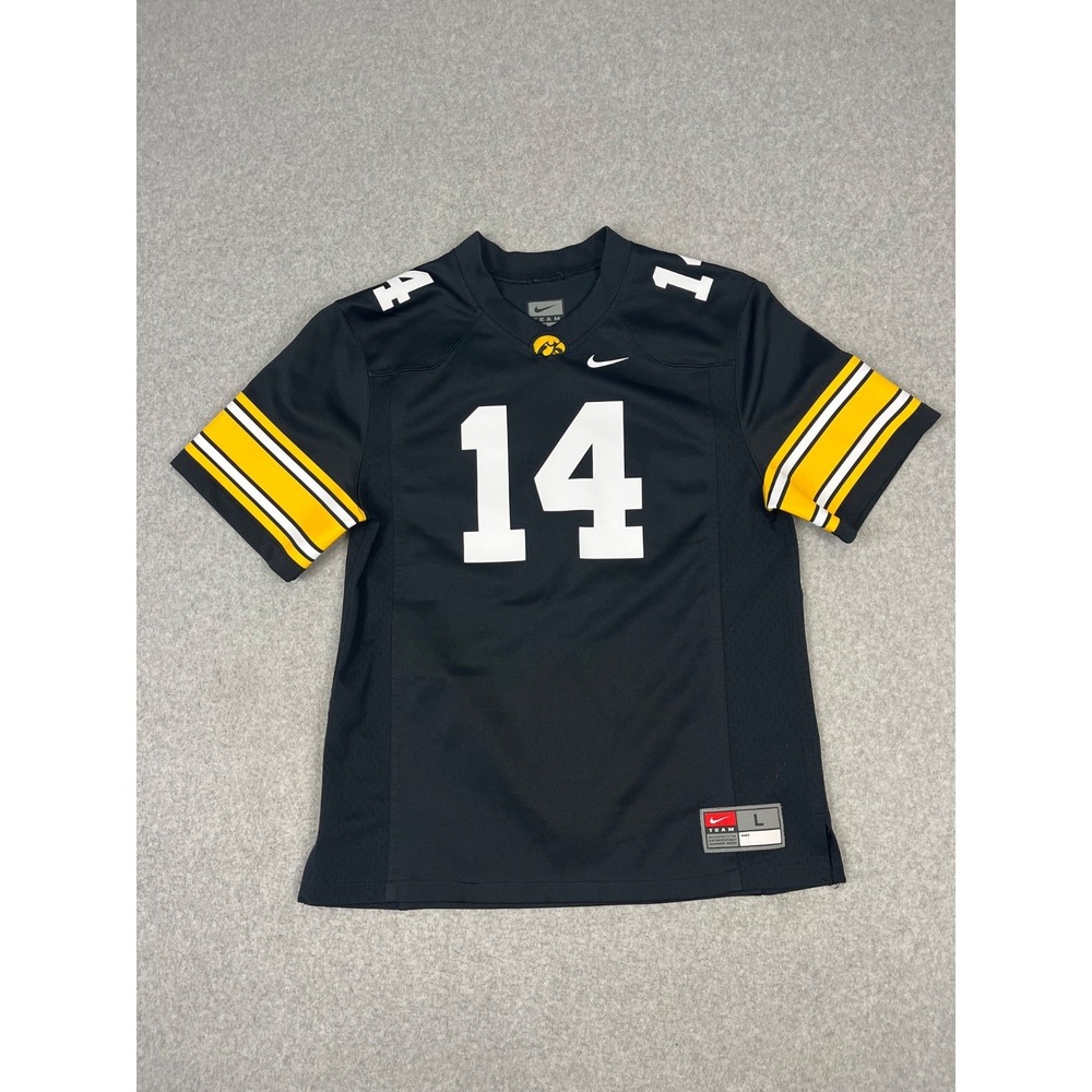 University Of Iowa Hawkeyes Football Jersey Youth L Black Yellow Nike #14 - Picture 2 of 9